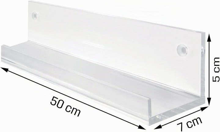 SIGEL GA111 Schmales Galerieboard / Regalboard / Ablageboard 50 cm, Acryl glasklar, 50 cm