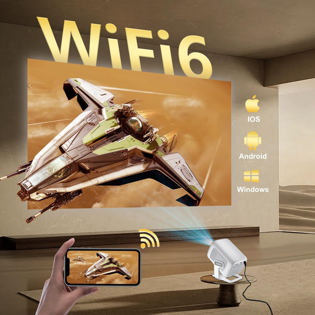 Salange Smart Mini Beamer Android 4K unterstüTzt,Led Portable WiFi Bluetooth Projector Autofokus Aut