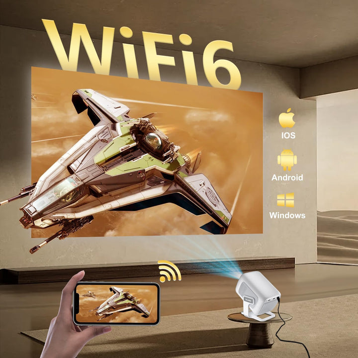Salange Smart Mini Beamer Android 4K unterstüTzt,Led Portable WiFi Bluetooth Projector Autofokus Aut