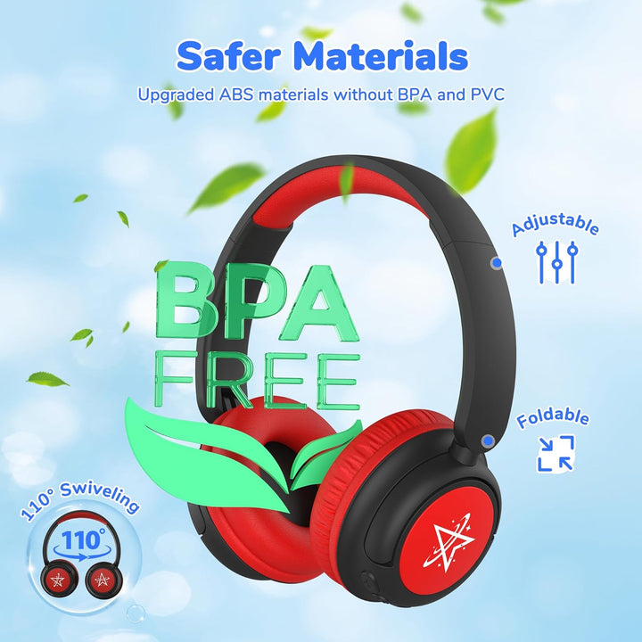iClever Bluetooth kopfhörer Kinder, 60 Std Akku, 74/85 dBA Lautstärkebegrenzung, Stereo-Sound, Typ-C