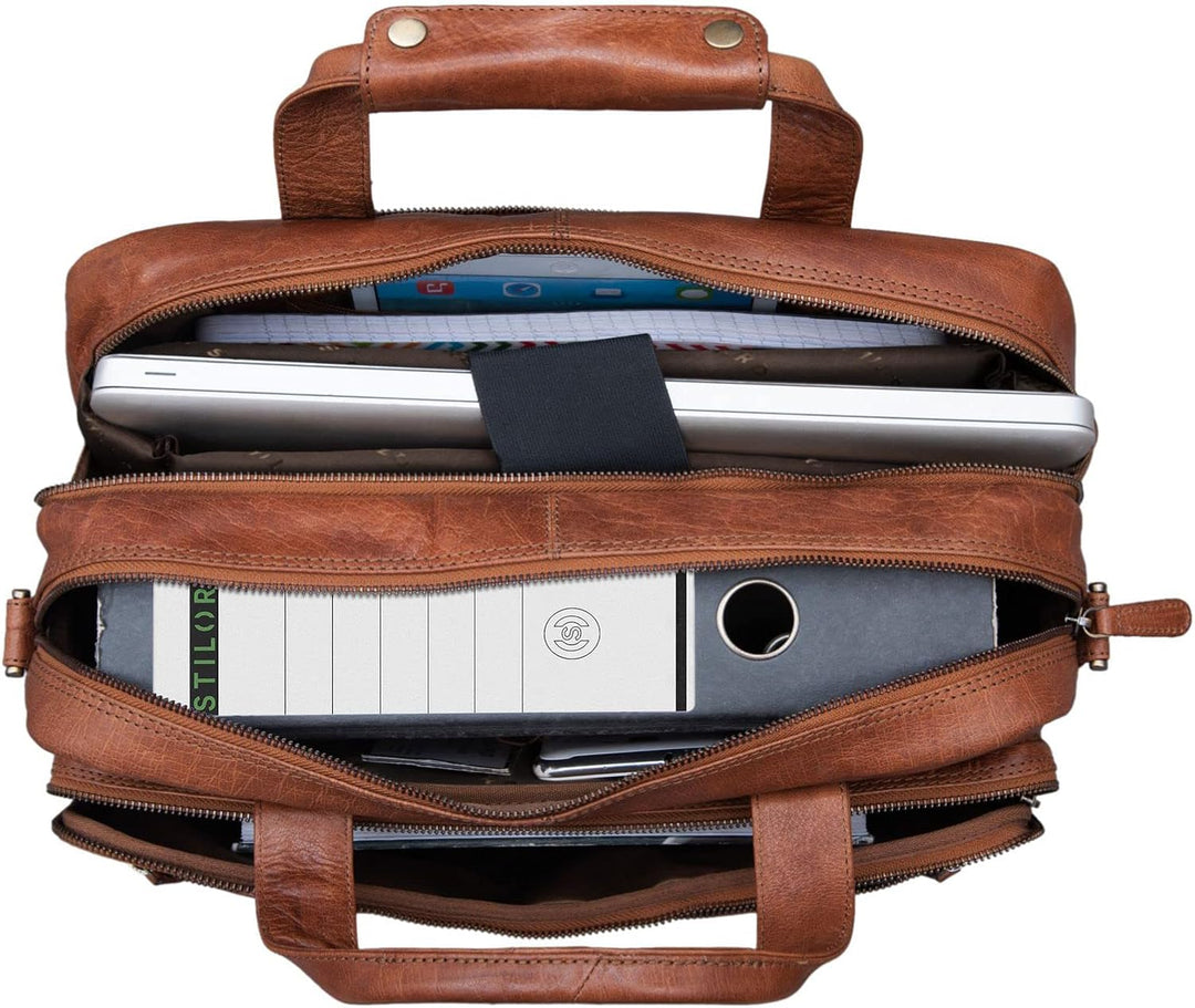 STILORD 'Explorer' Lehrertasche Leder Herren Damen Aktentasche Büro Schulter- oder Umhängetasche für