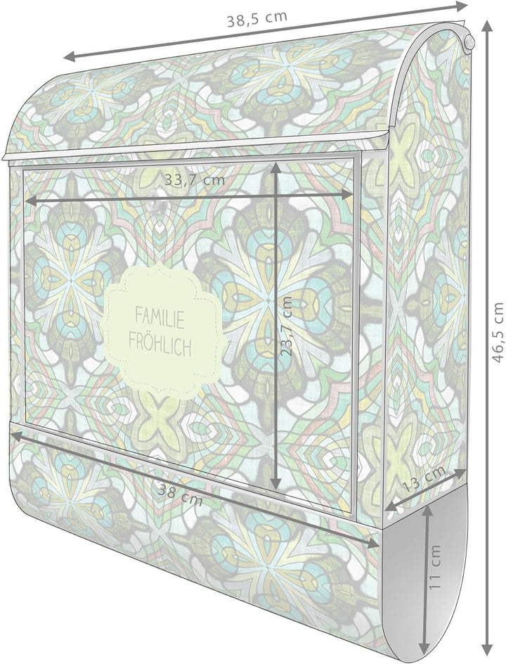 banjado Design Briefkasten personalisiert 38,5x46,5x13cm &amp; 2 Schlüssel - Briefkasten Stahl Silber Ze