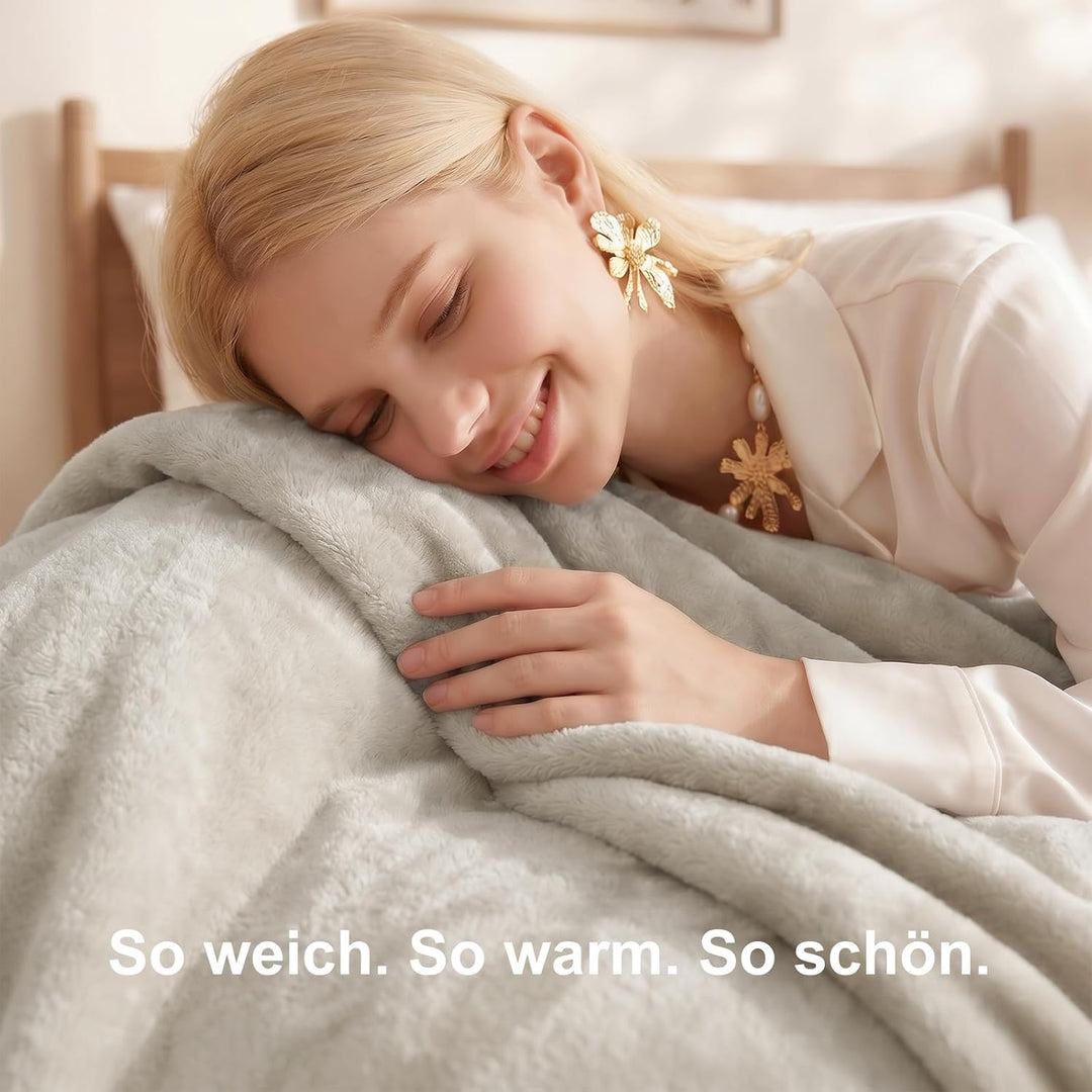 WAVVE Kuscheldecke Beige Flauschig Fleecedecke - Sofadecke 230x270 cm Wohndecke Couchdecke, Beige De