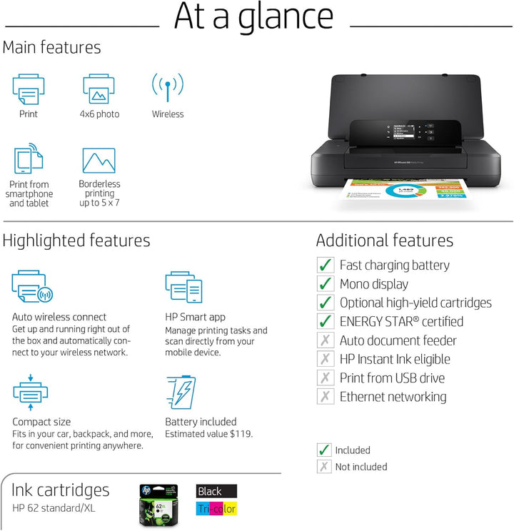 HP Officejet 200 Mobile Tintenstrahldrucker Farbe 4800 x 1200 DPI A4 WLAN