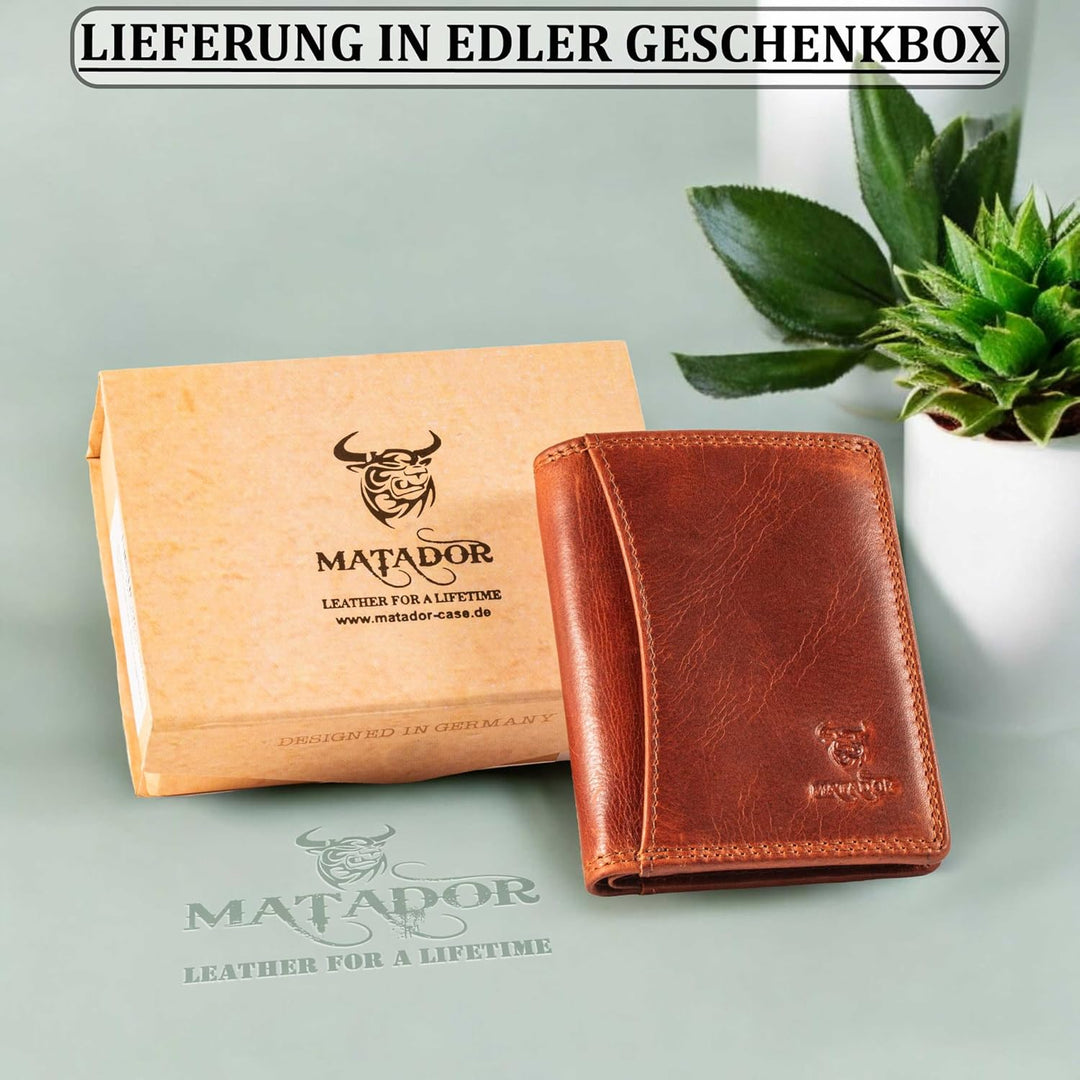 MATADOR Kartenetui Herren Leder 'Milano mit Geheimfach & Mini Münzfach | Minimalist Wallet Cardholde