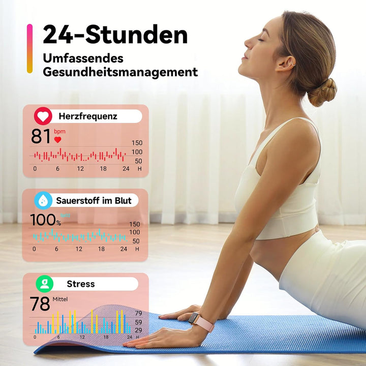 Smartwatch Damen Herren mit Telefonfunktion & Alexa eingebaut,1.8" Uhren mit 100+ Sports, Fitnessuhr