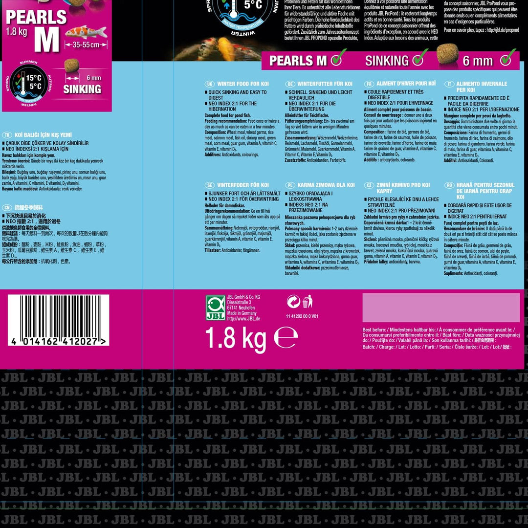 JBL Winterfutter für Koi, Sinkende Futterperlen, Saisonfutter, ProPond Winter, Grösse M, 1,8 kg 1.8