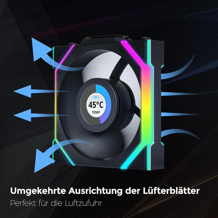 Lian Li UNI FAN SL Wireless LCD Lüfter, ARGB, PWM - Reverse Blade, 120 mm, schwarz