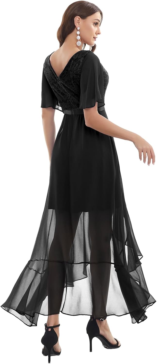 Gardenwed Damen Spitzen Abendkleid Elegant Cocktailkleid Ballkleid Brautjungfernkleider für Hochzeit