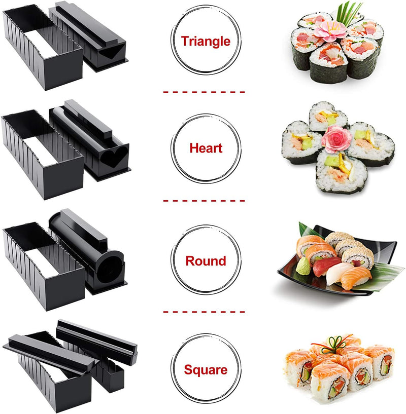 Sushi Maker Kit, AGPTEK 11 tlg Komplett Sushi Making Kit, 5 Formen DIY Selber Sushi Machen Set mit h