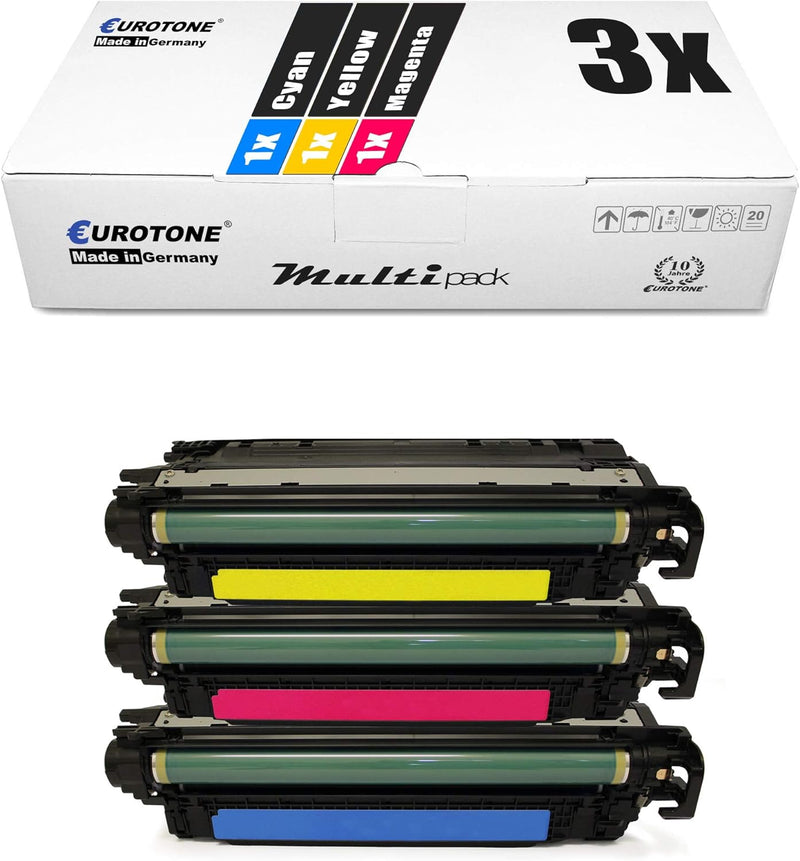 3X Eurotone kompatibler Toner für HP Color Laserjet CP 3525 wie CE251A-53A CE251A-CE253A Color Set a