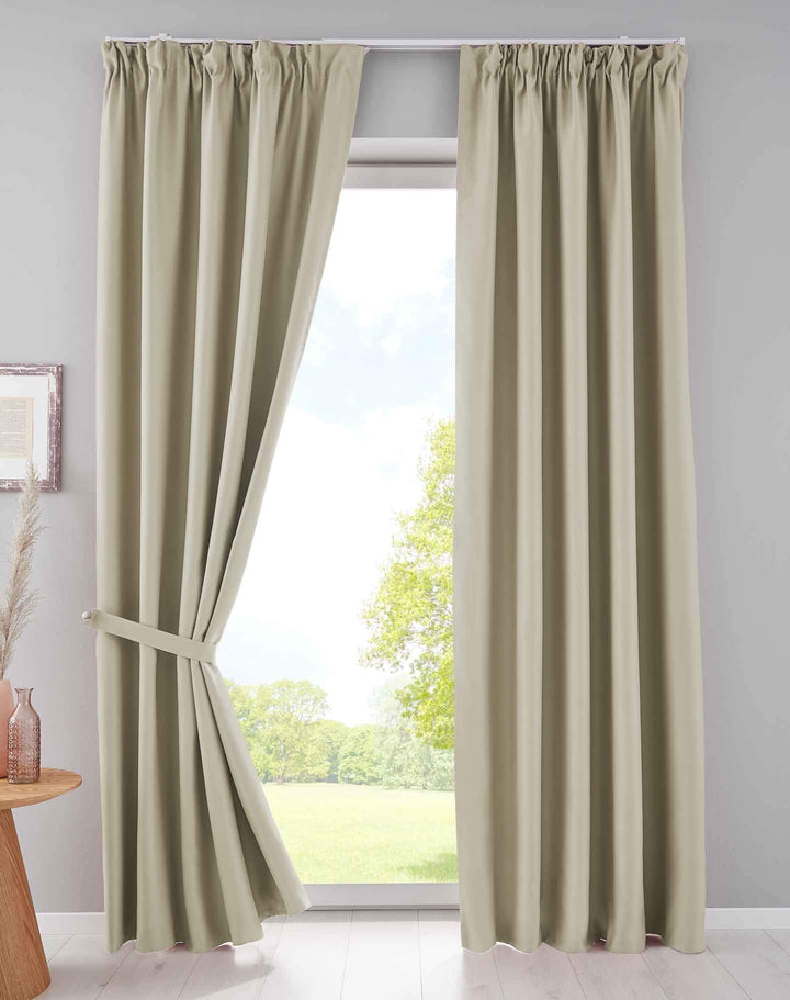 Gardinenbox 2er Set Verdunkelungsvorhänge Blickdicht »Newyork« verdeckte Schlaufen Beige HxB 245x140
