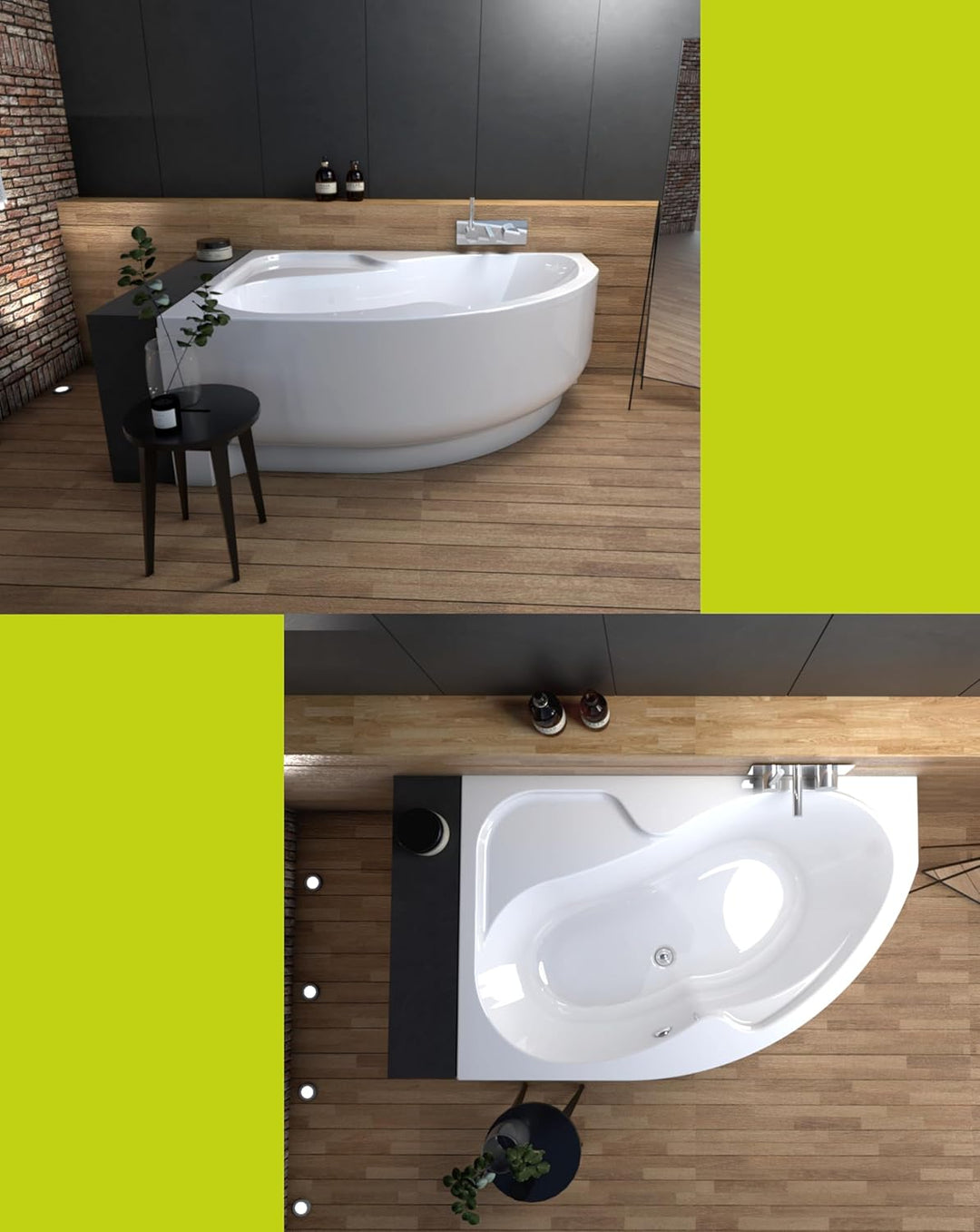 ECOLAM® Eckbadewanne WELA 170x100 cm LINKS mit Acrylschürze| Badewanne Acrylwanne Acryl + Schürze +