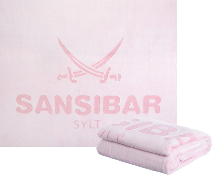 Sansibar Wohndecke Kuscheldecke Tagesdecke Micro Flausch Prägedruck 150x200 cm Weiss/Rosa, 150x200 c