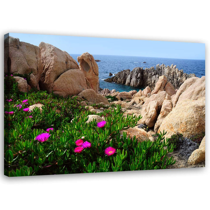 Feeby Leinwandbild Landschaft Bild Kunstdruck Meer Beige 70x50 cm