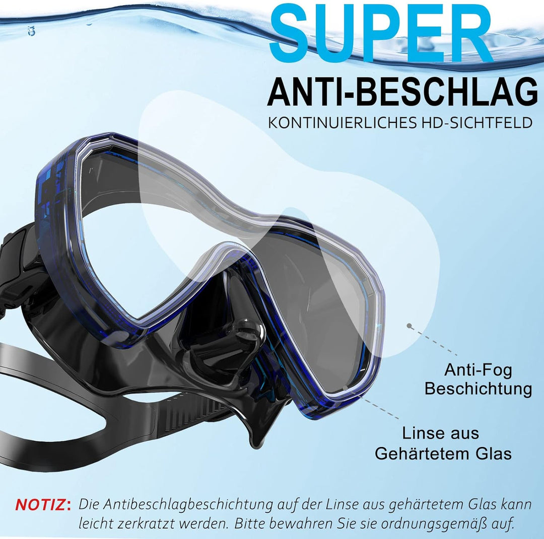 Dorlle Schnorchelset, Neu Verbesserte Panorama Schnorchelmaske, wasserdichte Tauchmaske Anti-Fog Ant