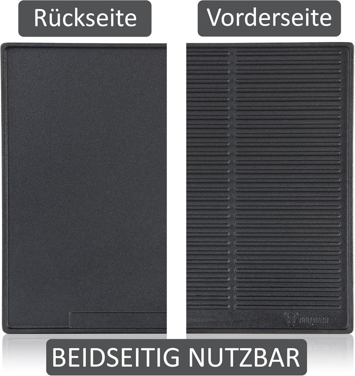 BBQ-Toro Gusseisen Grillplatte | 48 x 39,5 cm | Wendeplatte, beidseitig verwendbar | Rechteckig, Uni