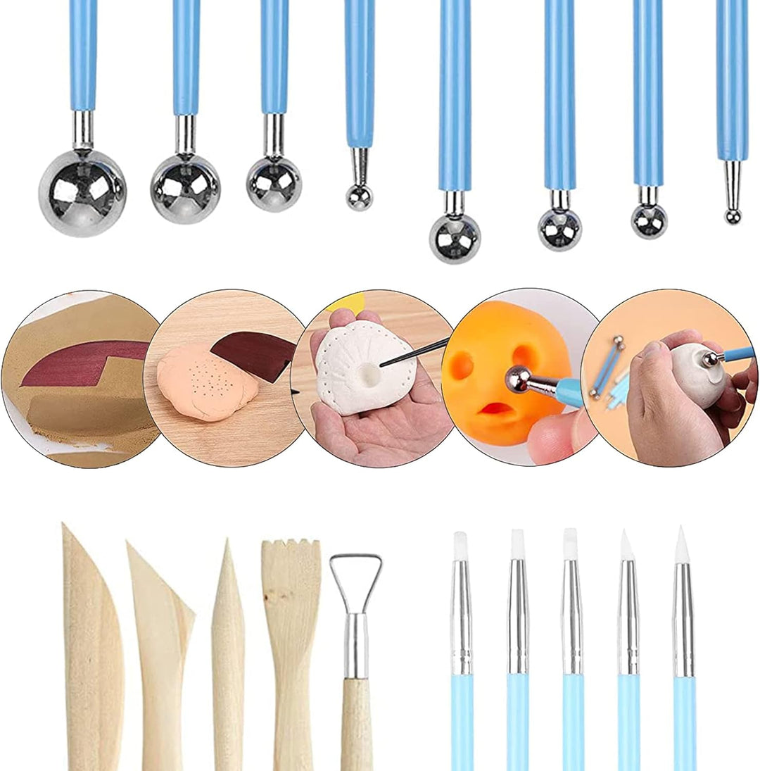 Allazone 31 Stück Polymer Clay Tools Set Modellierwerkzeug Set, Acryl Ton Roller mit Acrylplatten Tr