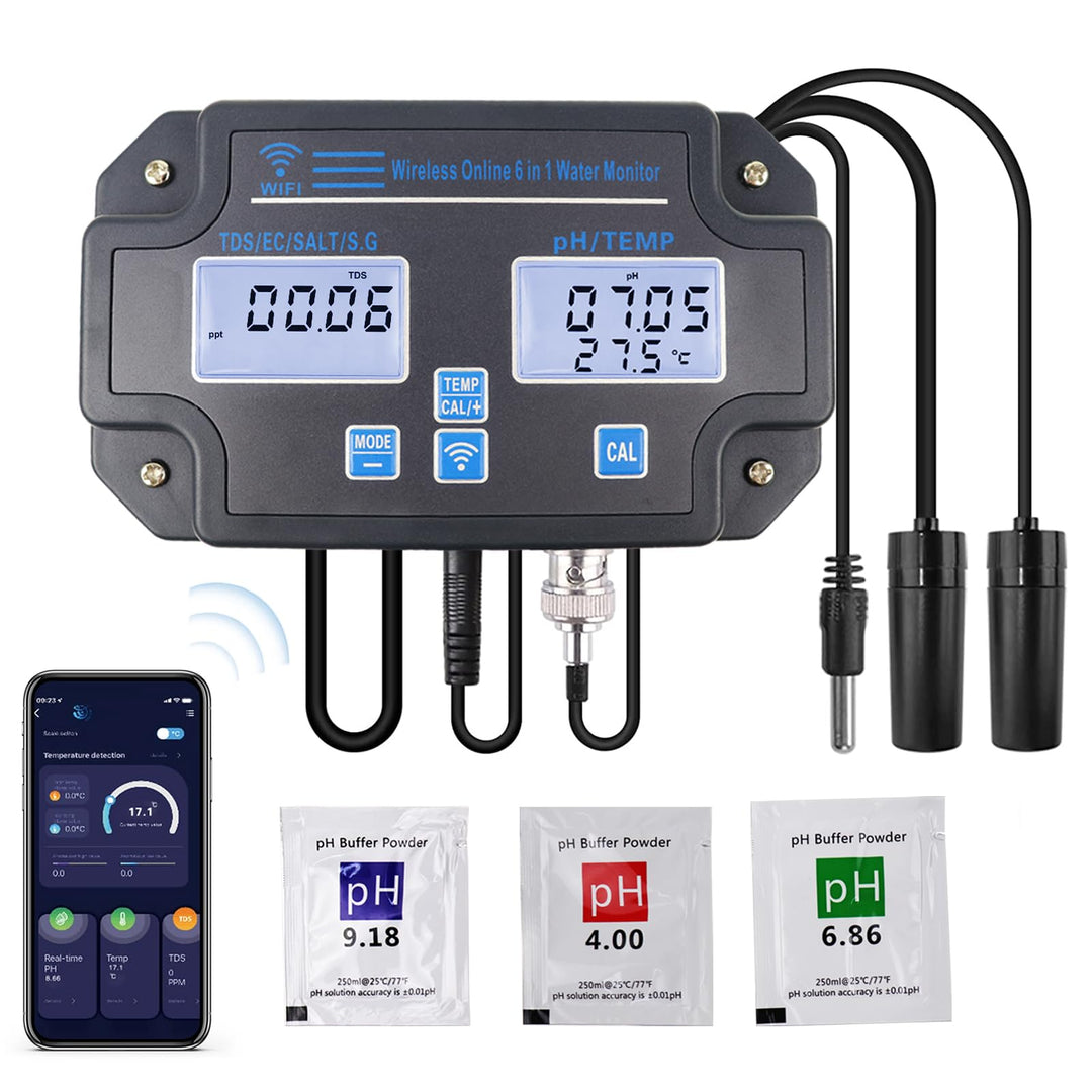 DANOPLUS Smart Water Quality Tester, 24 Stunden drahtlose App-Überwachung von pH EC TDS Salzgehalt S