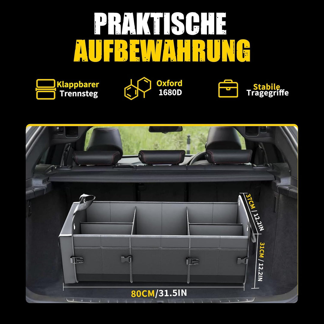 MIKKUPPA Kofferraum Organizer mit Kühltasche – 100L Grosse Kofferraumtasche, Zusammenklappbarer Auto