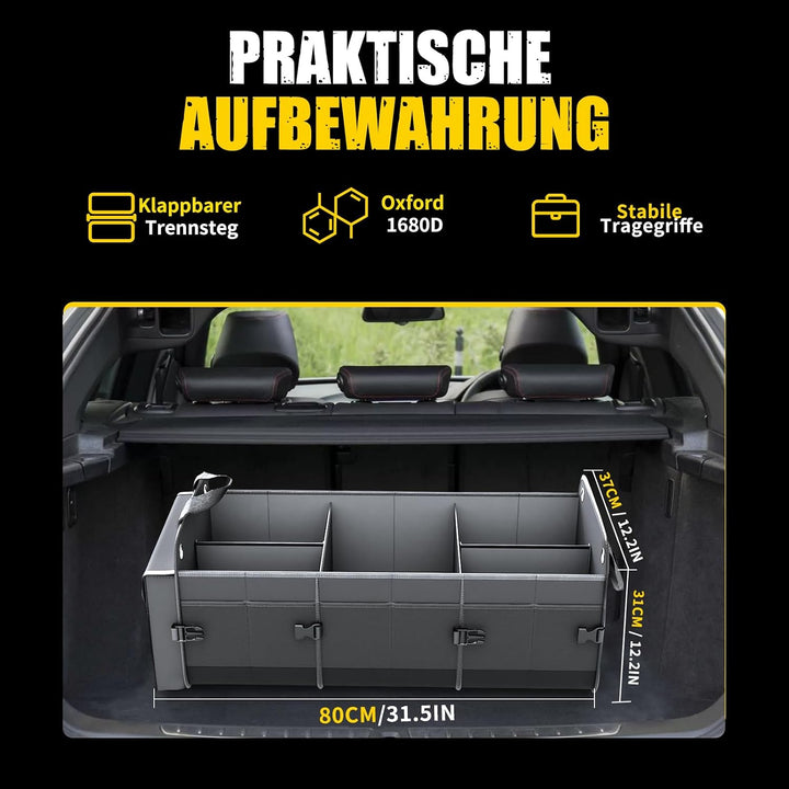 MIKKUPPA Kofferraum Organizer mit Kühltasche – 100L Grosse Kofferraumtasche, Zusammenklappbarer Auto