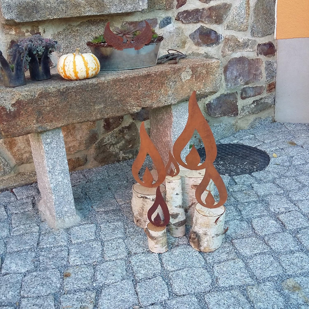 ARTTEC Flamme Kerze (Edelrostdeko) (5er Set) - hochwertige Gartendeko aus Metall - Edelrost Deko für