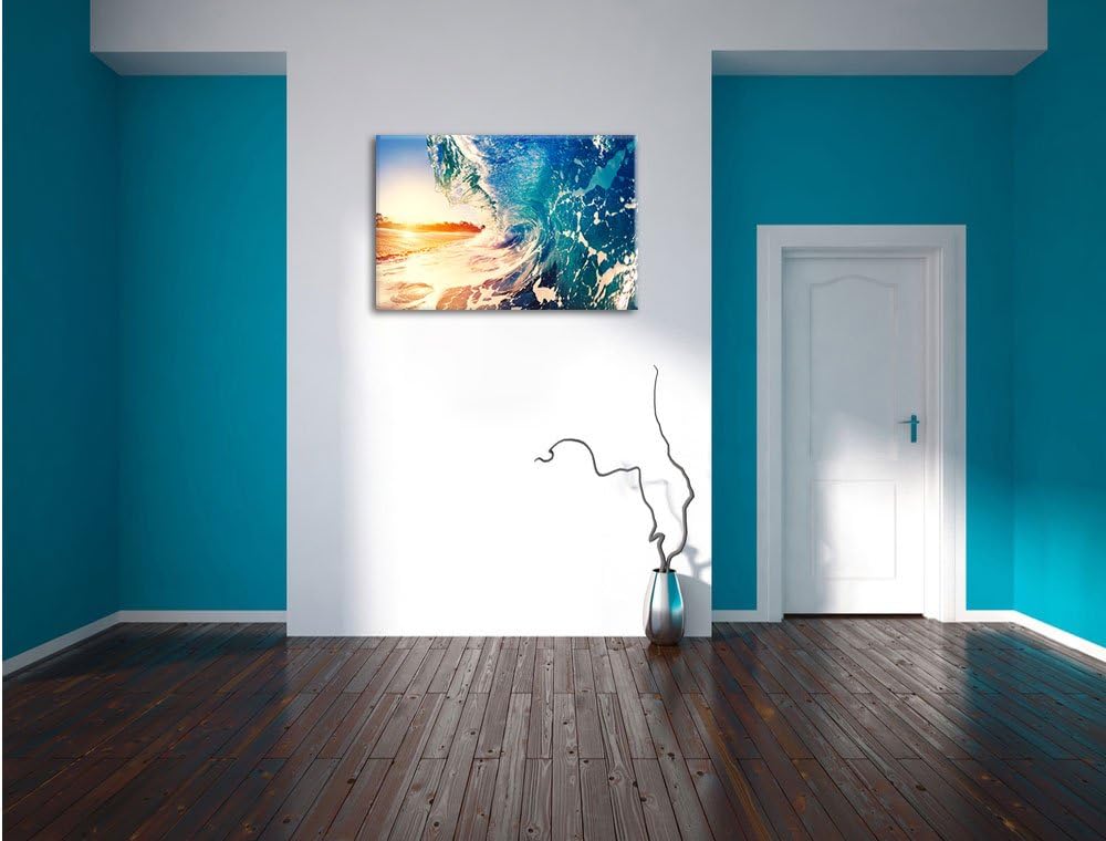 Pixxprint Riesen Welle bei Sonnenaufgang als Leinwandbild/Grösse: 100x70 cm/Wandbild/Kunstdruck/fert