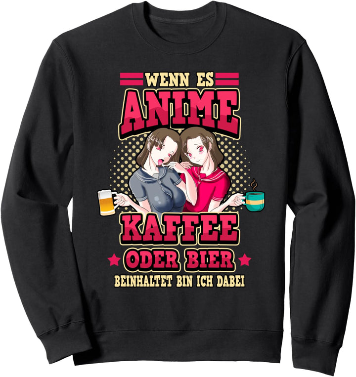 Lustig Anime Bier Kaffee Cosplay Girl Lewd Ahegao Spruch Sweatshirt