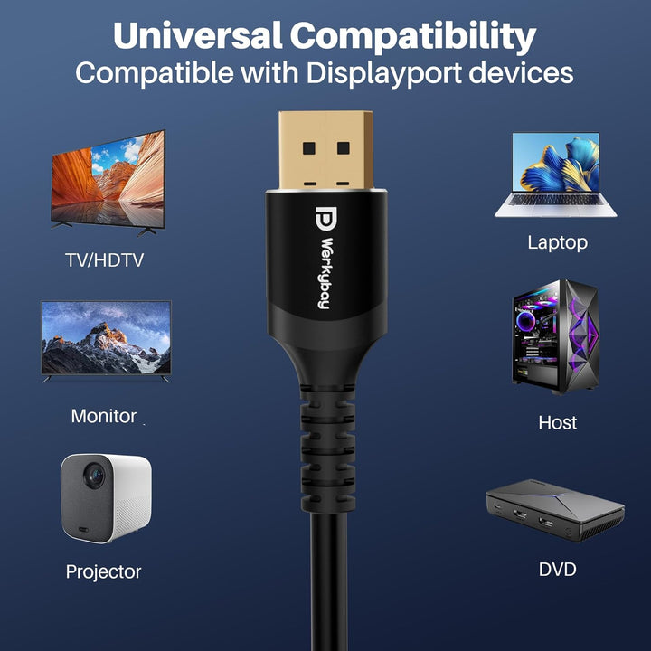 4K DisplayPort Kabel M/M 10m, VESA-zertifiziert, DP 1.2 Kabel, 4K@60Hz, 2K@120Hz, 1080p Full HD, für