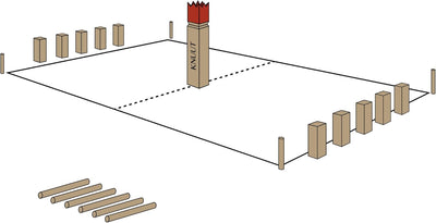 Toyfel XXL Kubb Spiel Knuut - FSC® Holzspiel mit Stoffbeutel – Spannendes Schweden Schach aus Kiefer
