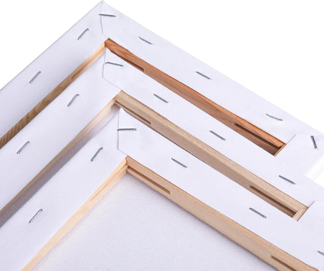 Keilrahmen 3er Set Leinwand 50x70 cm aus 100% Baumwolle 380 g/m² Leinwand Set Maltuch zum Malen 50x7