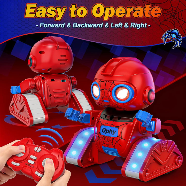 Ophy Roboter Kinder Spielzeug Spider, wiederaufladbar und projizierbar, RC-Roboter mit LED-Augen und