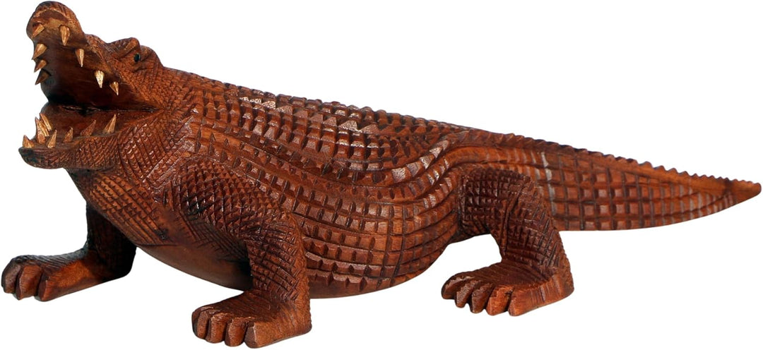 30 cm Krokodil - aus Holz geschnitze Handarbeit als Geschenk-Idee zur Deko Echse Reptil