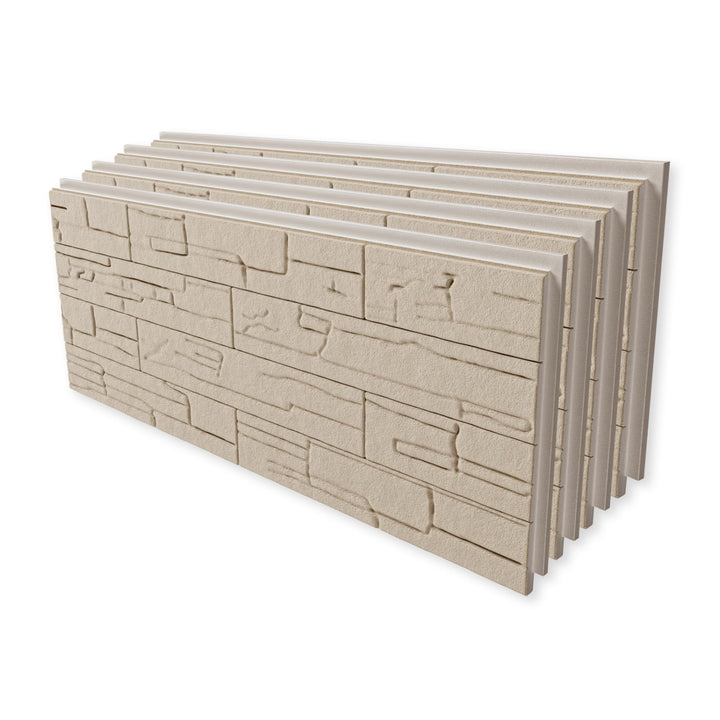 HEXIM Fassadenpaneele 1 Stück 121x50cm EPS Styropor Acrylbeschichtung Steinoptik Weiss - 3D Fassaden