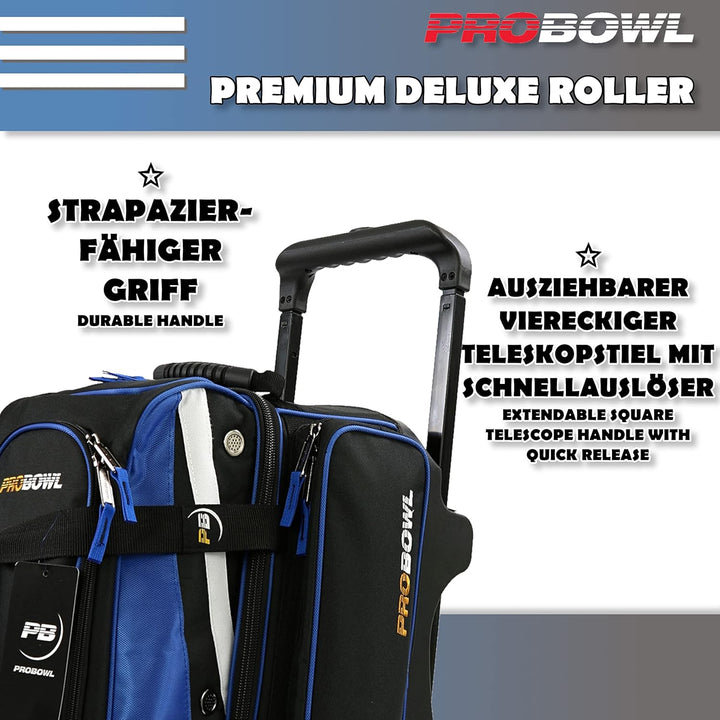 EMAX | Bowling Ball Tasche - Pro Bowl Deluxe Double Roller | Roller für 2 Bowlingbälle | Zwei-Ball-R