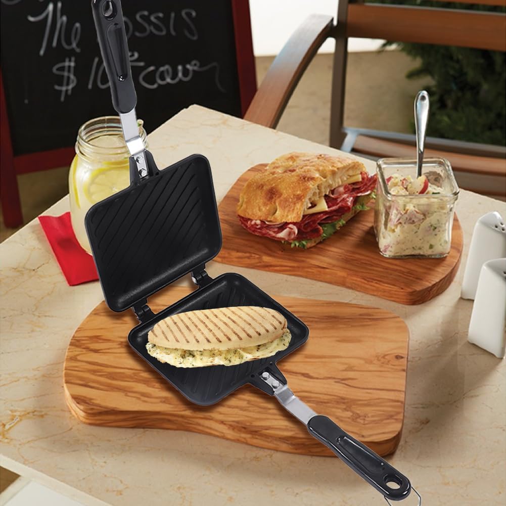 Doppelseitige Sandwichpfanne Aluminium Antihaft-Gitter 35x15cm | Gleichmässige Wärmeverteilung hitze