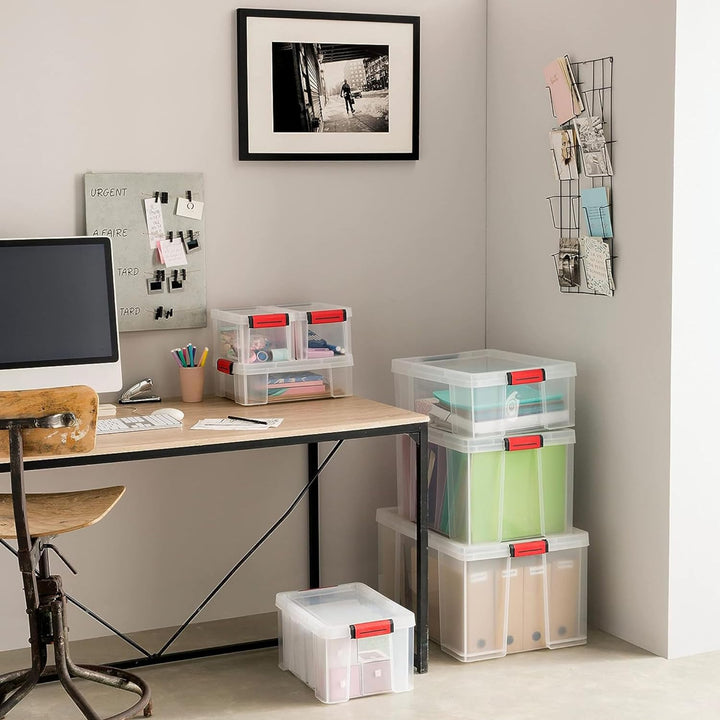 SUNDIS Clip'N Store, 3er-set Aufbewahrungsboxen 17l mit Schnappdeckel, transparentem Kunststoff, ver
