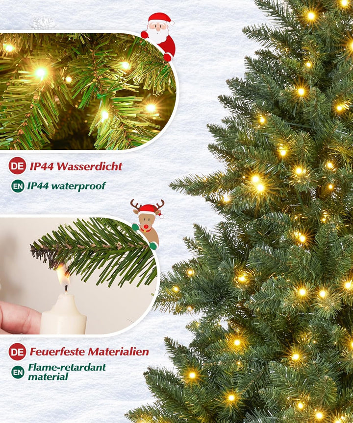 Yorbay Künstlicher Weihnachtsbaum mit Beleuchtung LED mit Holzständer für Weihnachten-Dekoration (15