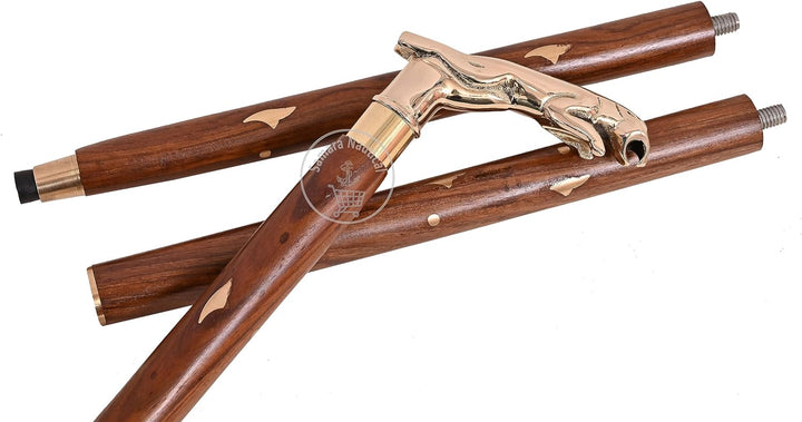 Samara Nautical Jaguar Gehstock mit einzigartigem Griff, viktorianischer Stil, Messing