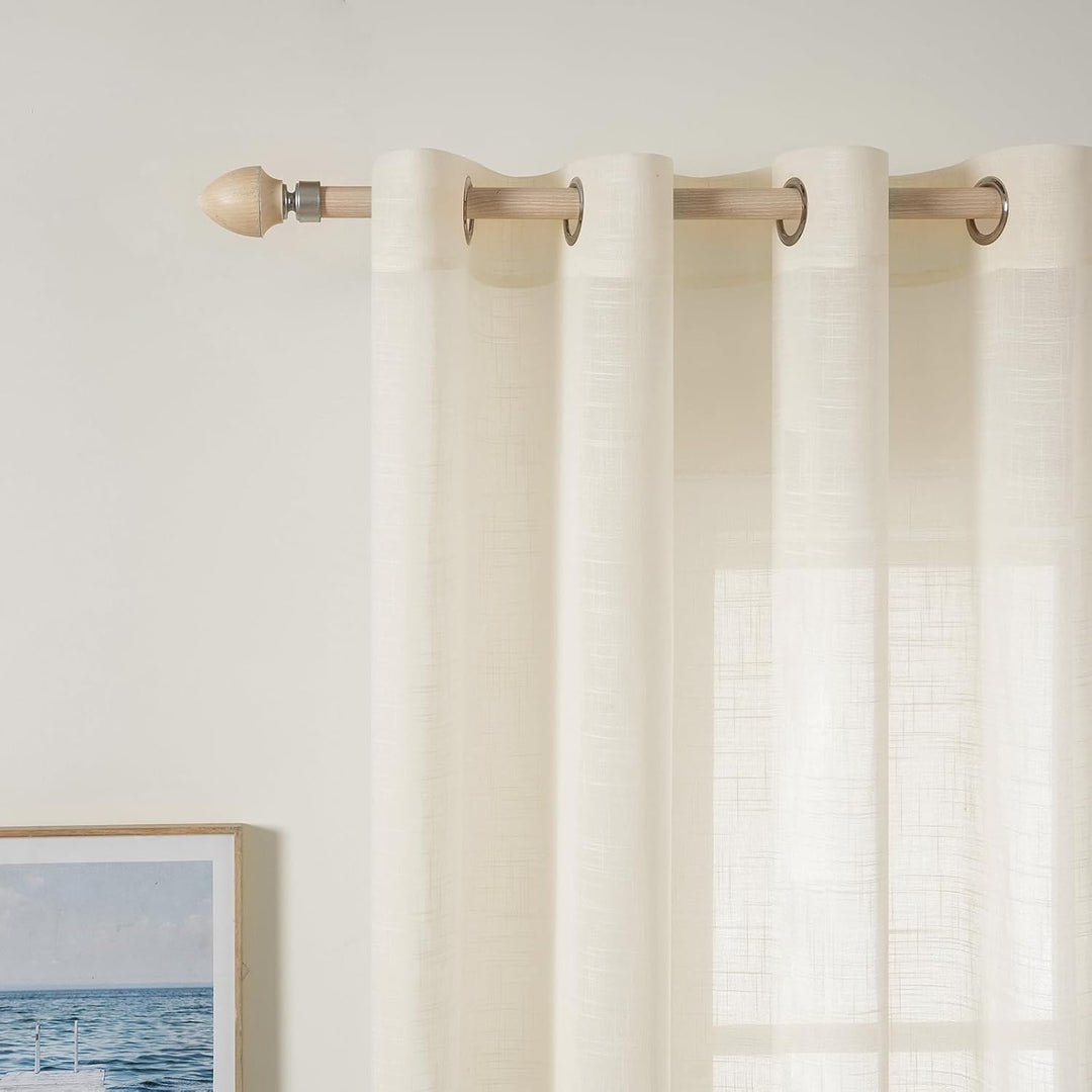 MIULEE 2er Set Voile Vorhang Sheer Leinenvorhang mit Ösen Transparente Leinen Optik Gardine Ösenscha