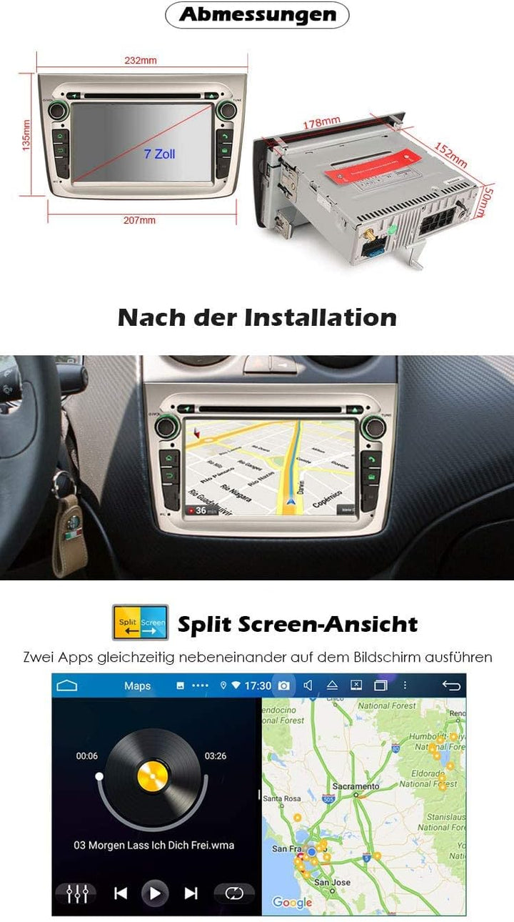 Erisin 8-Kern 4GB RAM 64GB ROM Android 11 Autoradio Bluetooth für Alfa Romeo Mito, Autoradio mit Nav