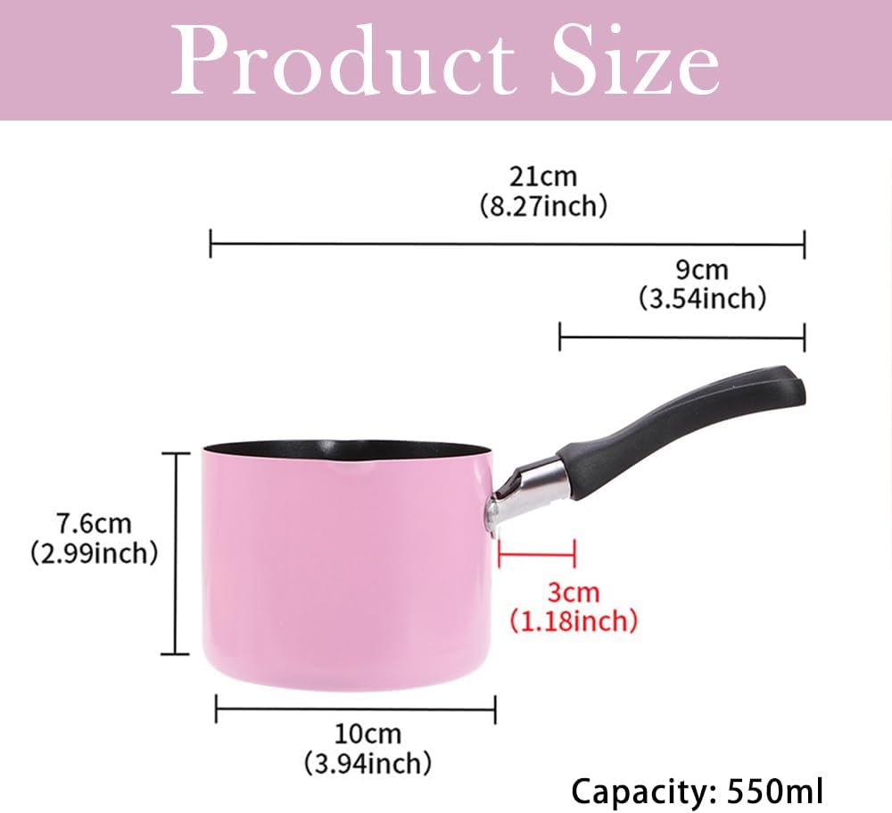 Mini Kochtopf mit Griff 550ml 10cm Kleine Milchpfanne Antihaft Butterwärmer Mini Suppentopf Milch Ko