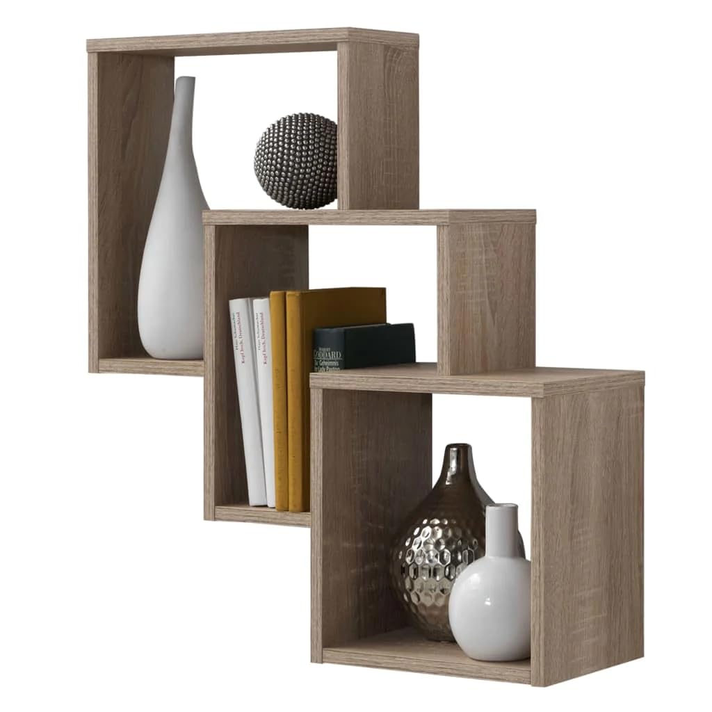 FMD Möbel, 297-001E Fibi Wandregal, Eiche, Weiss, Masse 64.0 x 66.0 x 19.0 cm (BHT) Extra Robust, Ex