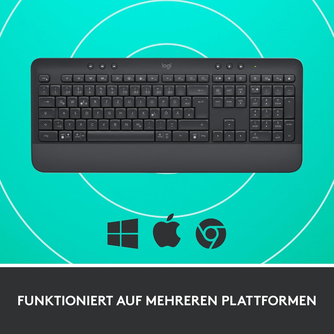 Logitech Signature K650 Comfort kabellose Tastatur mit Handballenauflage, BLE Bluetooth/Logi Bolt US