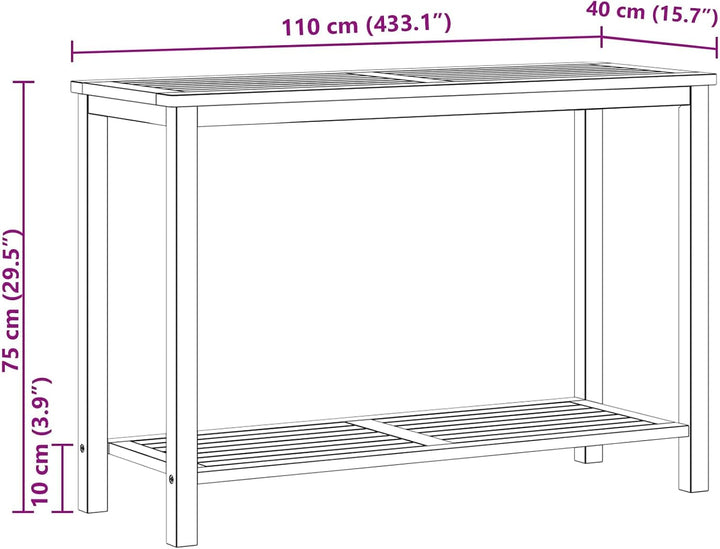 vidaXL Gartenkonsole Tisch Helles Akazienholz 110 x 40 x 75 cm 110 x 40 x 75 cm Helles Akazienholz,