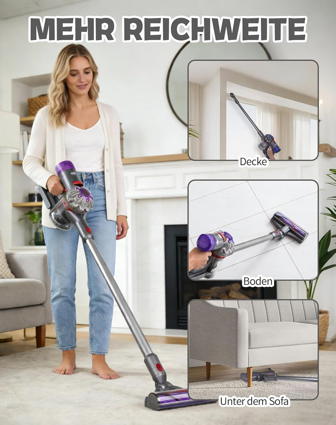 Verlängerungsrohr für Dyson V7 V8 V10 V11 V15 –Ersatz-Rohr aus Aluminium, Schnellverschluss, Robust