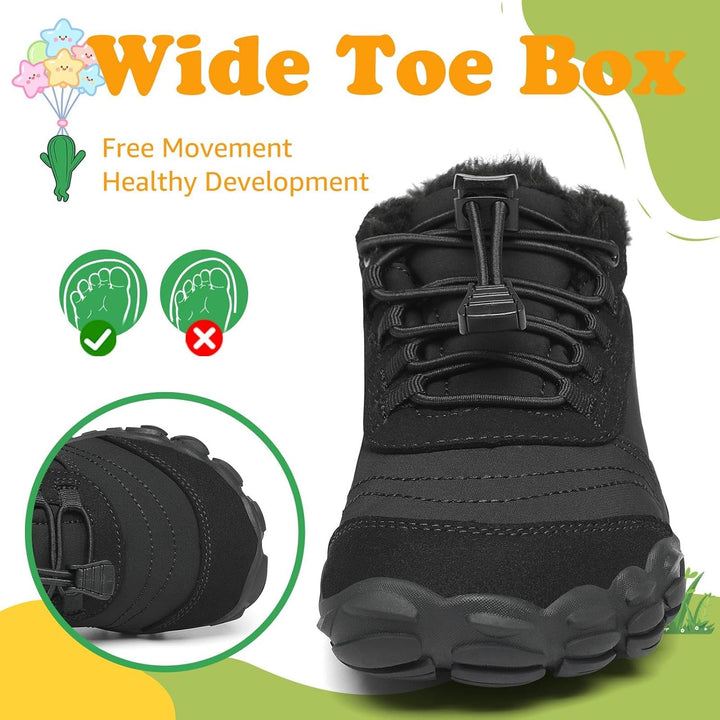 SAGUARO Kinder Winter Barfussschuhe Winterschuhe Warme Gefüttert Wanderschuhe Leicht rutschfest Wint