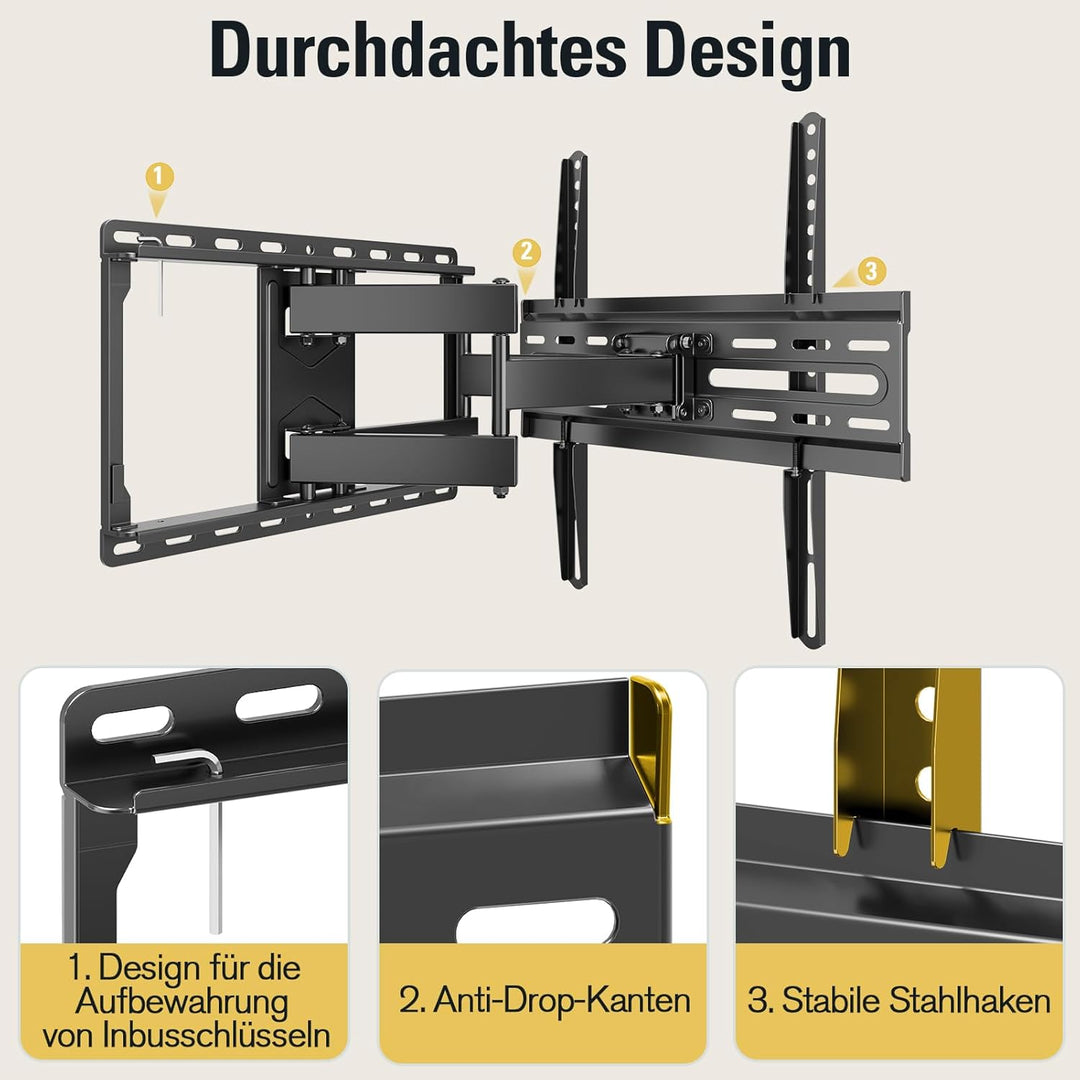Mounting Dream TV Wandhalterung Schwenkbar Neigbar Fernseher Wandhalterung Doppel Arm Halterung für