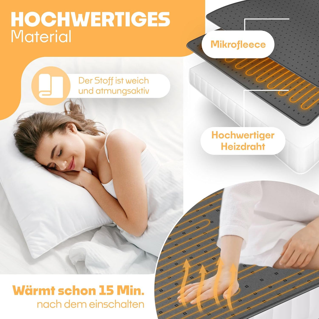 KESSER® Doppel-Wärmeunterbett 160x140cm mit Abschaltautomatik 2 Temperaturzonen Fernbedienung | Heiz