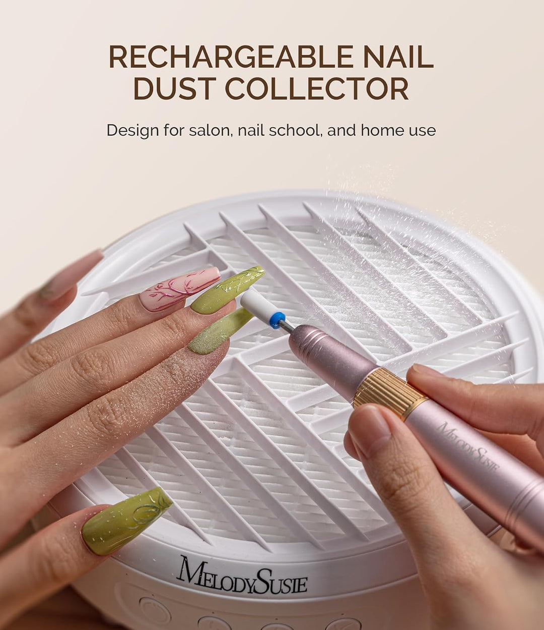 MelodySusie SProR Wiederaufladbarer Nagelstaubsauger, Vakuum Professioneller Staubabsaugung mit Filt